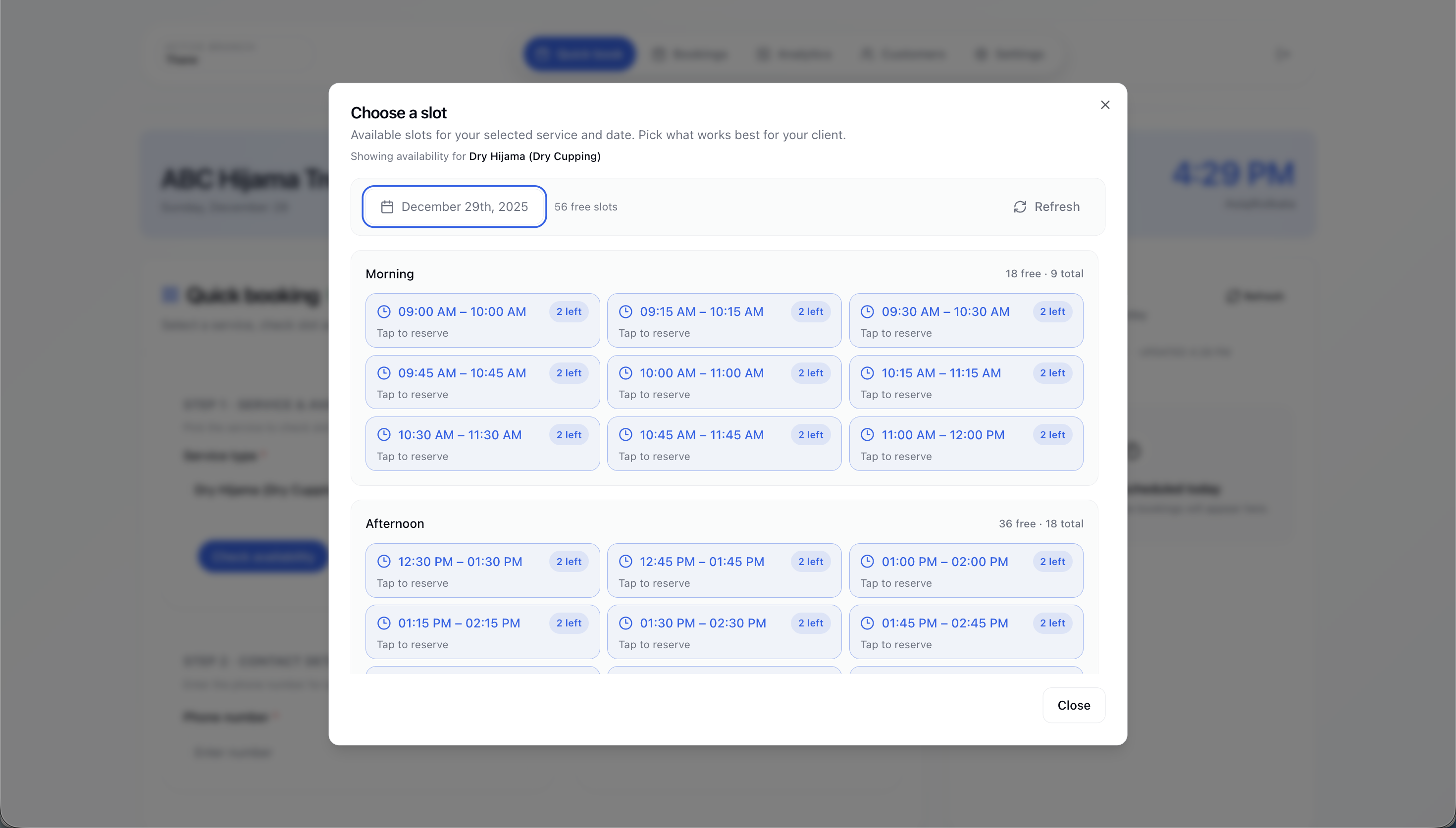 Scheduling workspace with appointment details and confirmations